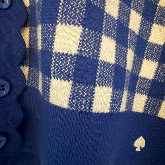 Kate Spade Blue and White Checkered Cardigan - Picture 3 of 5
